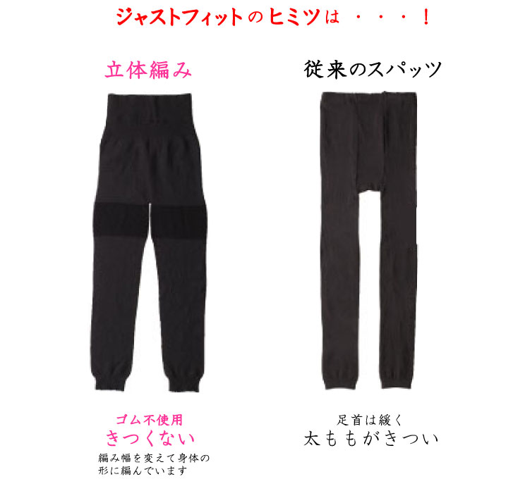 冷えとりスパッツ立体編み